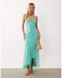 ASOS - Super Plunge Maxi Dress With Peplum Hem - Lyst