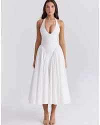 House Of Cb - Marilyn Cotton Halter Midi Sundress - Lyst