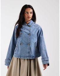 ONLY - Denim Short Trench Coat - Lyst