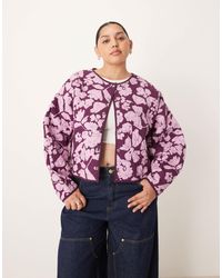 ASOS - Asos design curve - veste matelassée avec imprimé fleuri sur l'ensemble - prune - Lyst