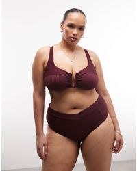 ASOS - Asos Design Curve Rory Spliced Rib High Waist Wrap Front Bikini Bottom - Lyst