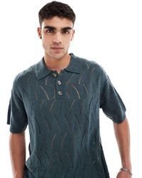 ASOS - Oversized Knit Pointelle Polo Shirt - Lyst