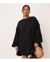 ASOS - Asos Design Curve Cotton Sweat Trapeze Mini Dress - Lyst