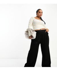 ASOS - Asos Design Curve Clean Front Wide Leg Pants - Lyst