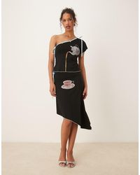 Tyler McGillivary - Alice Tea Motif Ribbon Midi Skirt Co-Ord - Lyst