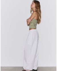 Stradivarius - Barrel Poplin Trousers With Stoppers - Lyst