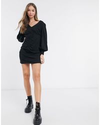 ONLY Jurk Met Lange Mouwen En V-hals - Zwart