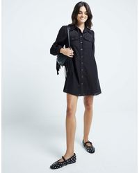 River Island - Studded Broderie Mini Shirt Dress - Lyst