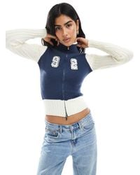 Daisy Street - Zip Up High Neck Fitted Cardigan - Lyst