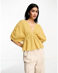 ASOS - Plunge Front Crinkle Top With Tie Side - Lyst