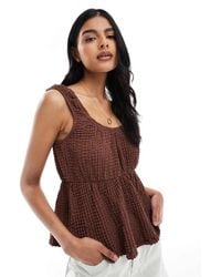 ASOS - Top De Estilo Babydoll De Tejido Texturizado De -Rosa - Lyst