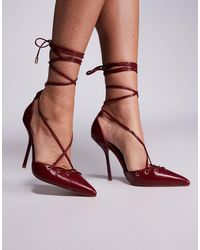 SIMMI - Simmi London Onix Wide Fit Pointed Toe Heeled Shoes With Tie Leg Straps - Lyst