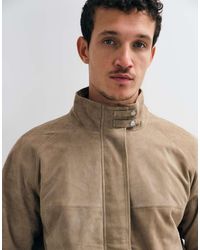 Barneys Originals - Funnel Neck Real Suede Jacket - Lyst
