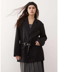 Collusion - Oversized Getailleerde Blazer Met Riem - Lyst