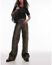 Mango - Leather Look Straight Leg Snake Print Trousers - Lyst