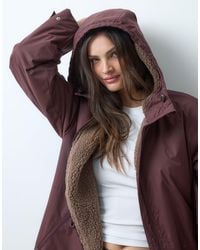 ASOS - Asos Design Tall Longline Rain Coat With Borg Liner - Lyst