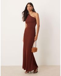 Mango - One Shoulder Knitted Maxi Dress - Lyst