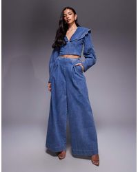 ASOS - Co-ord Wide Leg Denim Jeans With Corset Detail - Lyst