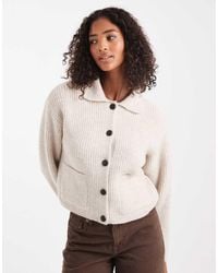 New Look - Collared Button Through Cardigan - Lyst