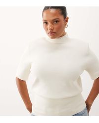 ASOS - Asos Design Curve High Neck Shoulder Pad Waisted T-shirt - Lyst