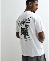 Carhartt - Camiseta Blanca De Corte Estándar Con Logo Y Estampado De Cachorro En La Espalda - Lyst