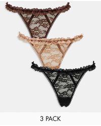 ASOS - 3 Pack Vintage Ruffle Thong - Lyst