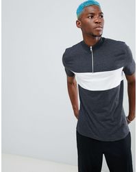 ASOS - Asos Relaxed Skater T-shirt With Zip Turtle Neck And Cut & Sew Panels - Lyst