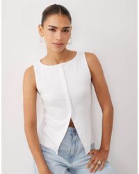 New Look - Tanktop Met Boothals En Knoopsluiting - Lyst