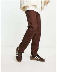 New Look - Pantalon droit à coutures contrastantes - marron - Lyst
