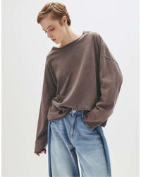 Pull&Bear - T-Shirt Oversize A Maniche Lunghe Color Melanzana - Lyst