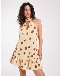 ASOS - Halter Neck Mini Dress With Scarf - Lyst