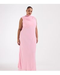 Tfnc Plus - Bridesmaids High Neck Chiffon Maxi Dress With Scarf - Lyst