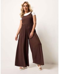 Yours Clothing - Textured Wide Leg Jumpsuit - Lyst