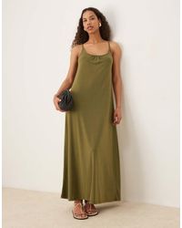 Jdy - Vestito Lungo Allacciato Sul Retro Oliva - Lyst