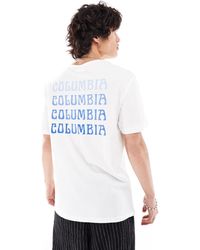 Columbia - Camiseta blanca con estampado en la espalda azul unionville exclusiva en asos - Lyst