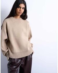 TOPSHOP - Knitted Chunky All Needle Clean Crew Jumper - Lyst