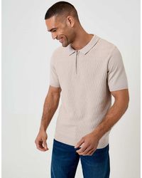 Threadbare - Textured Knit Quarter Zip Polo - Lyst