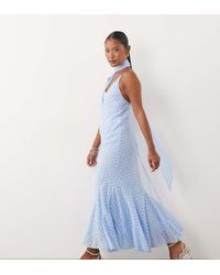 ASOS - Asos Design Petite Bias Plunge Cami Maxi Dress With Full Godets And Scarf Detail - Lyst