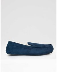 Threadbare - Faux Suede Faux Fur Lined Moccasin Slippers - Lyst