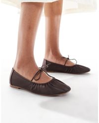 SEQWL - Iris Tie Detail Ruched Ballet Flats - Lyst
