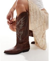 Bronx - – kendra – kniehohe cowboystiefel aus vintage-leder - Lyst