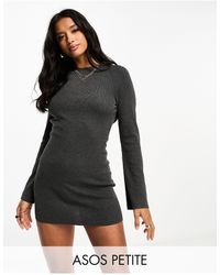 ASOS - Asos Design Petite Knitted Mini Dress With Tie Back - Lyst