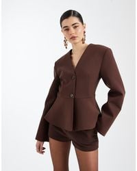 ASOS - Peplum Plunge Blazer - Lyst