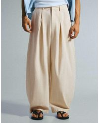 Bershka - Super baggy Pleated Trousers - Lyst