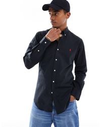 Polo Ralph Lauren - – schmales, es popeline-hemd mit button-down-kragen und polospieler-logo - Lyst
