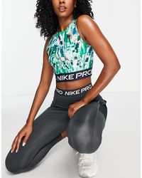 Nike - Nike pro training - crop top senza maniche con stampa - Lyst