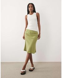 ASOS - Linen Blend 90's Satin Bias Cut Skirt - Lyst