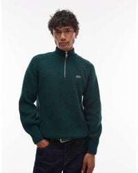 Lacoste - Jersey Verde Con Cuello Redondo De - Lyst