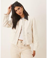Mango - 100% Cotton Short Parka Jacket With Contrast Collar - Lyst
