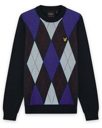 Lyle & Scott - Mid Knits Argyle Knitted Crew Neck Jumper - Lyst